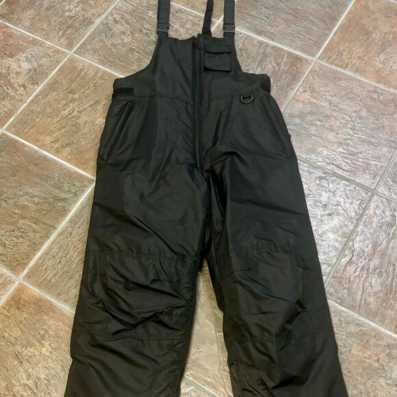 ~~ATHLETIC WORKS MENS Ski Bib Overalls Medium INSULATED Snow Board Pants Black - Picture 1 of 4